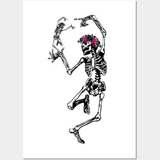 Two Dancing Skeletons Posters and Art